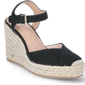 NWT time & tru Women's Black Espadrille Wedge Sandals 9